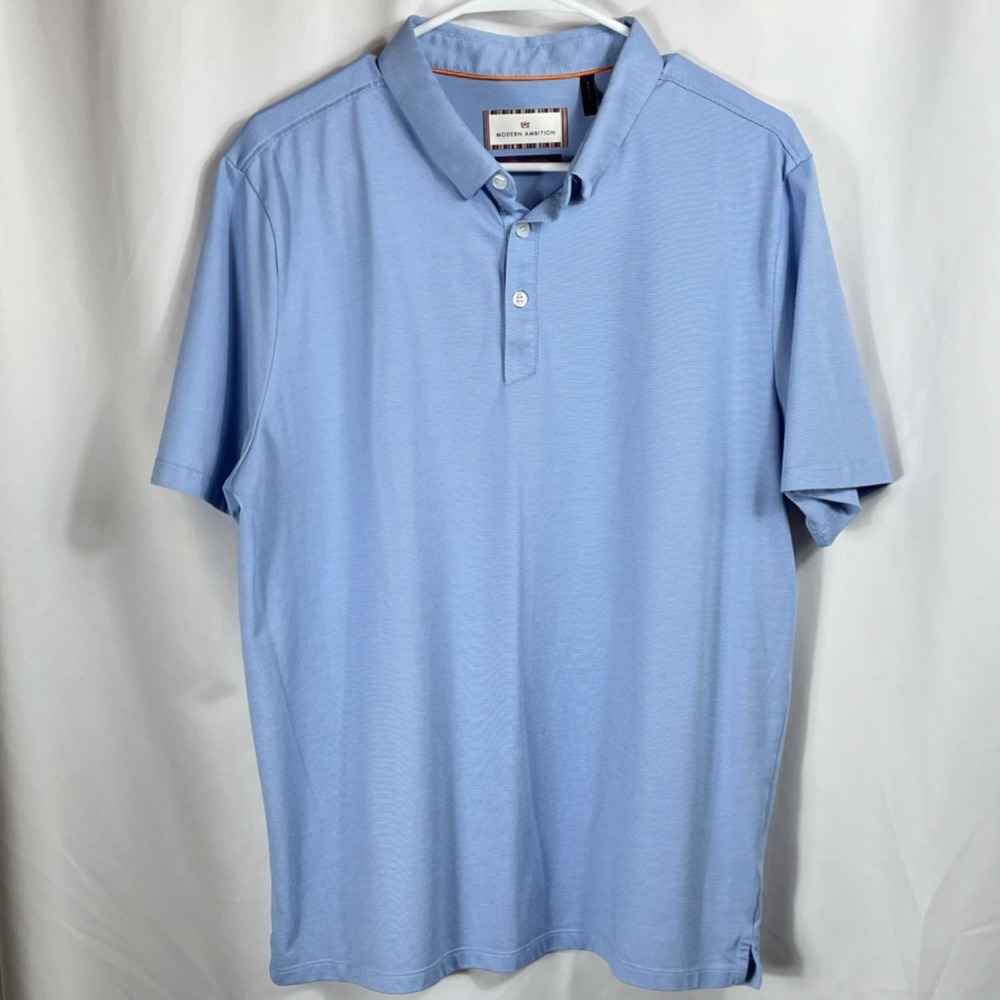 Modern Ambition Polo Shirt Light Blue Short Sleeve Men's Size Large Collared